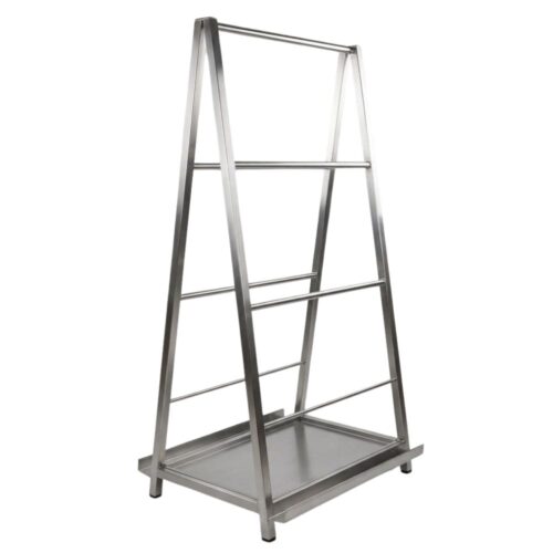 expositor de jamones en acero inox y forma piramidal