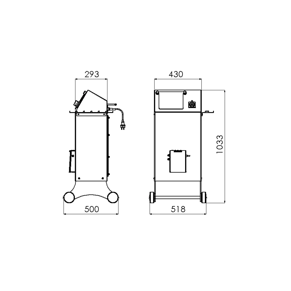 Andher SF-UNIT dimension drawing: 518 × 500 × 1033 mm