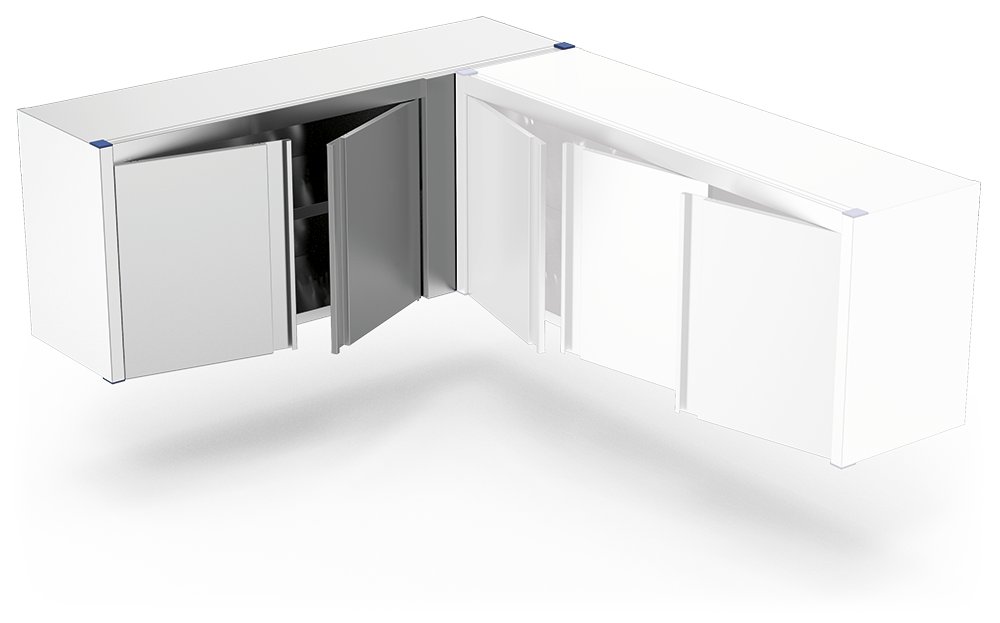 Armario colgante inox de esquina derecha con puertas abatibles Fricosmos 1075x340x660 mm