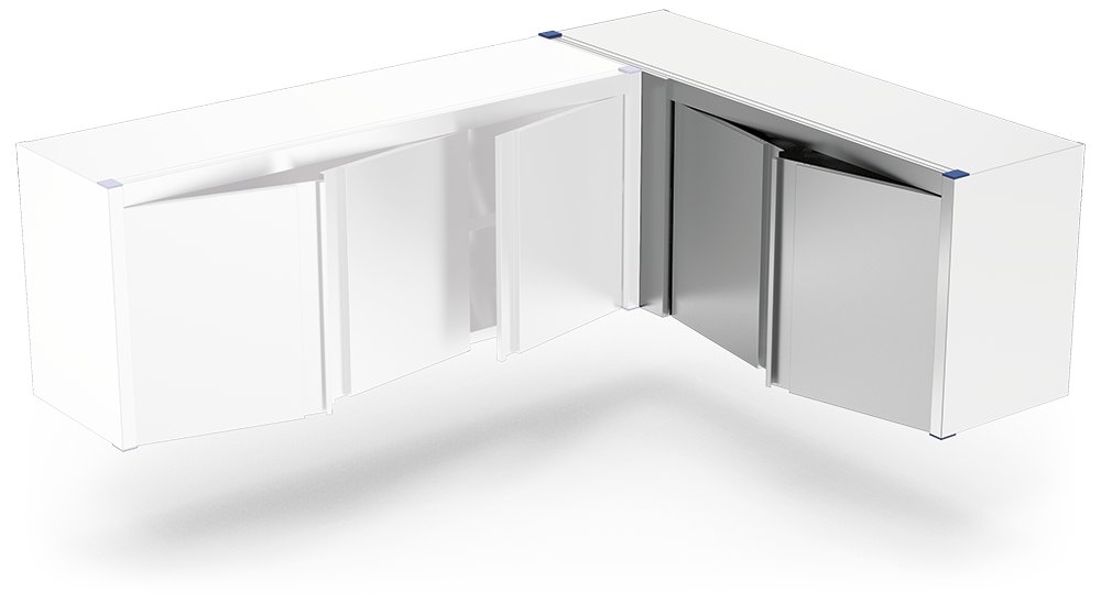 Armario colgante inox de esquina izquierda con puertas abatibles Fricosmos 1075x440x660 mm