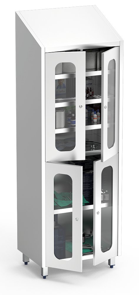 Armario con cerradura y puertas transparentes para medicamentos y utensilios Fricosmos
