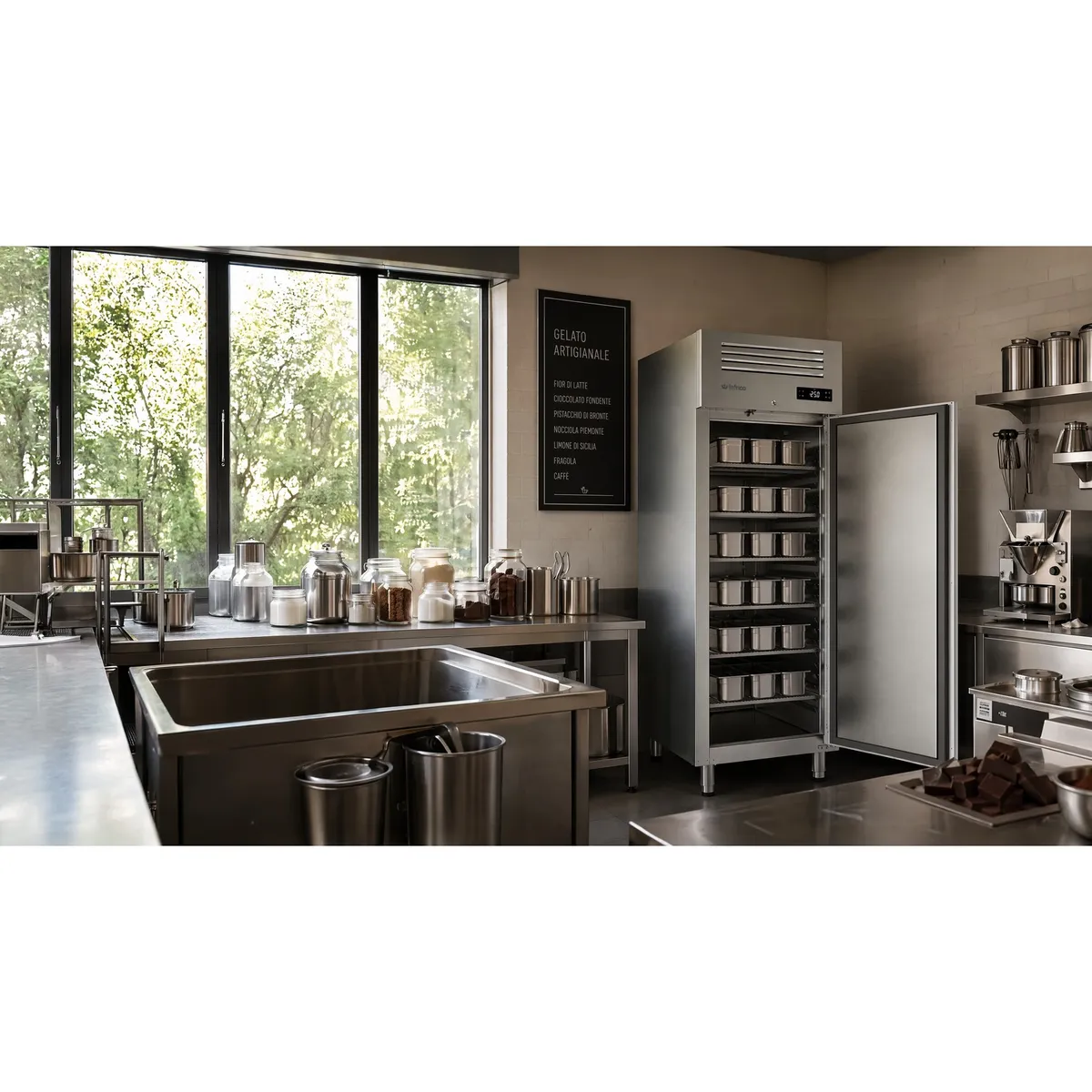 Infrico AGB 901 BT ice cream and pastry freezer cabinet, another view