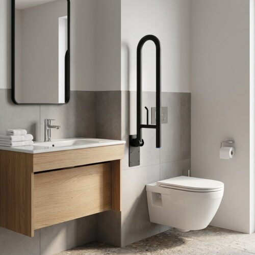 Barra de apoyo abatible vertical en acero inoxidable 700 mm Serie Black Fricosmos