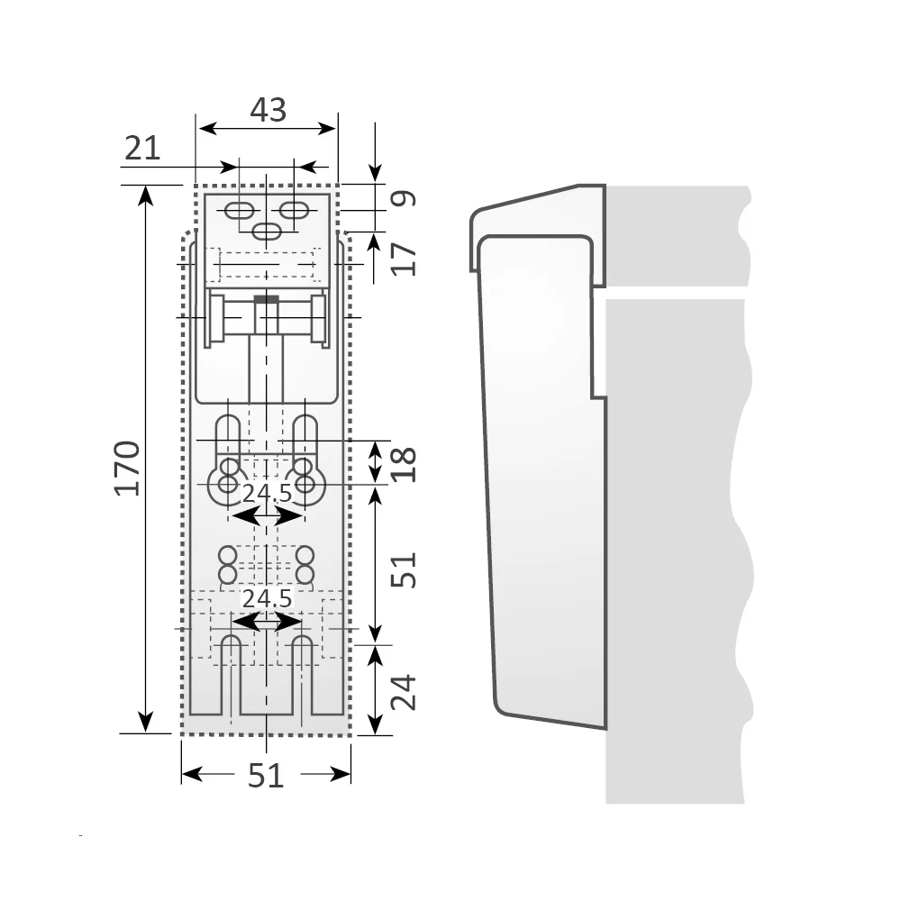 CPS/2P zinc-plated steel chest freezer hinge · view 2