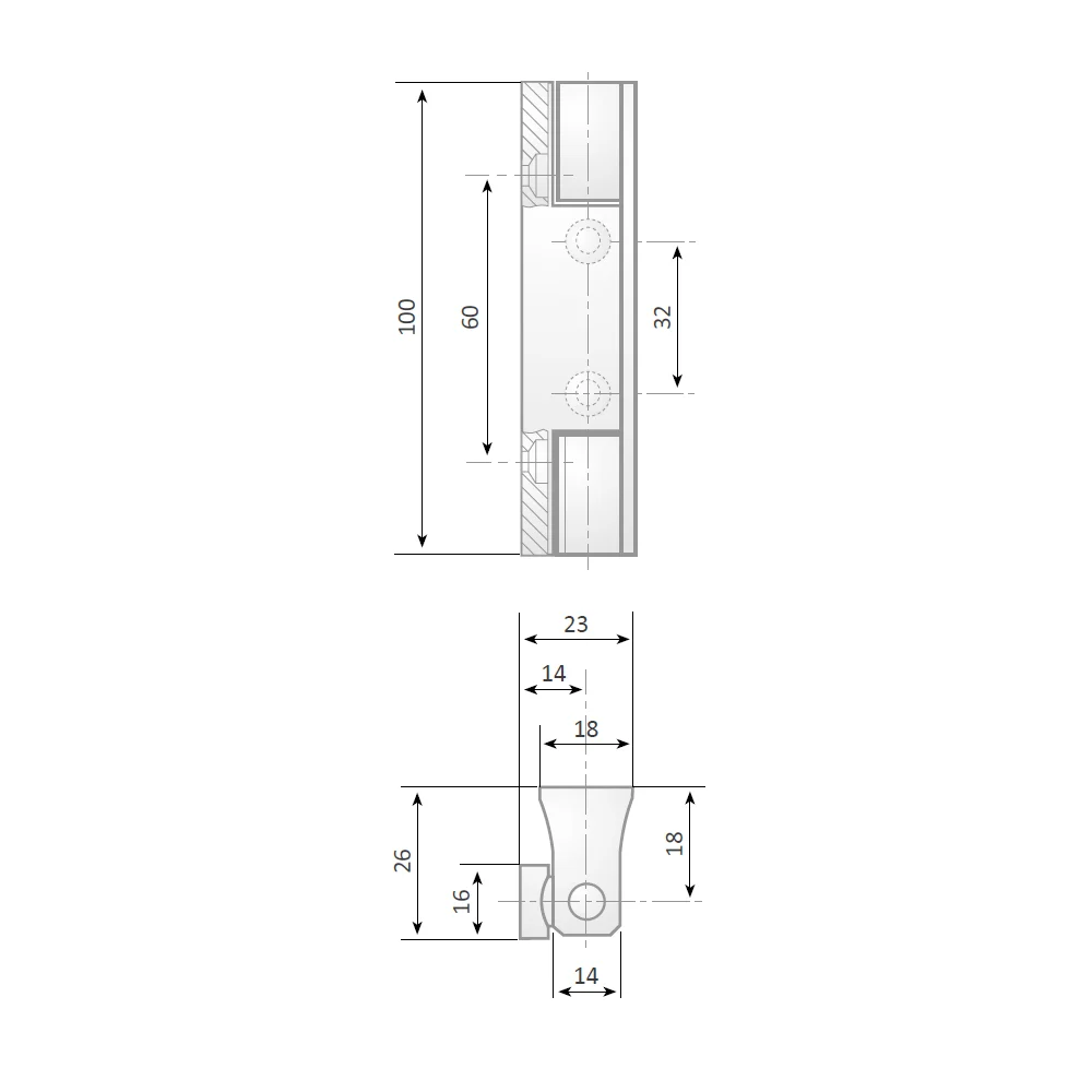 G-300 PV zamak and polyamide hinge · view 2