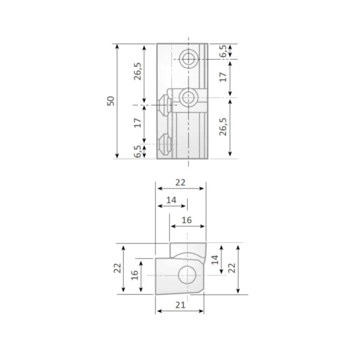 G-304 chrome zamak hinge · view 2