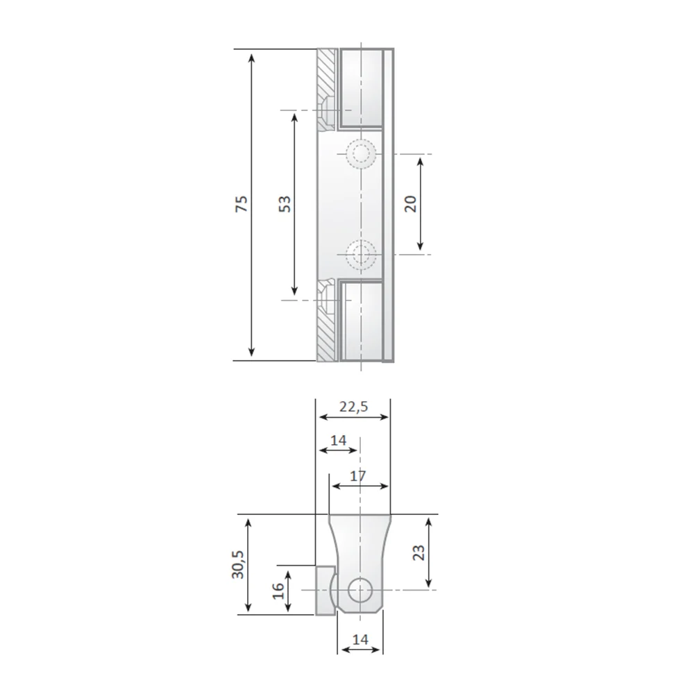G-310 chrome zamak hinge · view 2