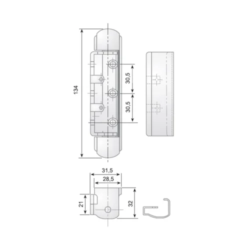 G-425 chrome zamak hinge with stainless cover · view 2