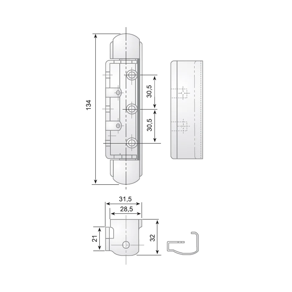 G-425 chrome zamak hinge with stainless cover · view 2