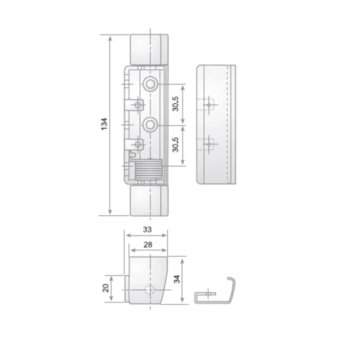 G-526 hinge with return spring · view 2