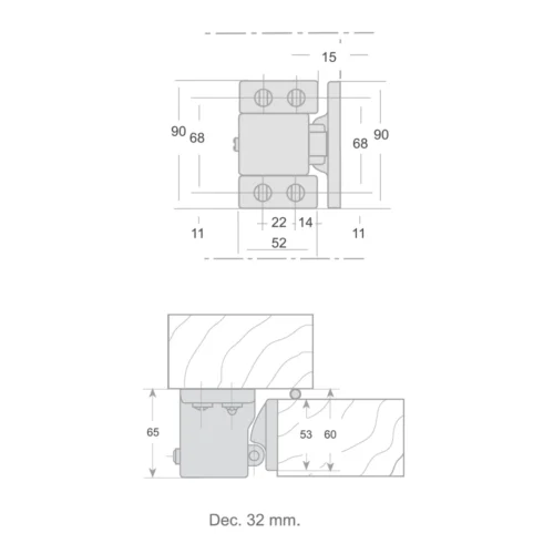 32 mm painted aluminium high block for G-76 and G-761 latches · view 2