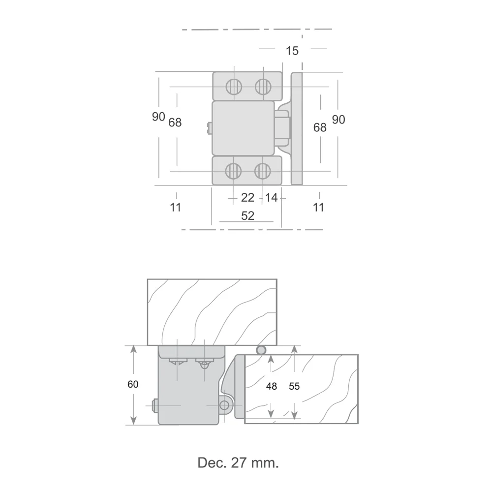27 mm painted aluminium block for G-72, G-76, G-761 and I-006 latches · view 2