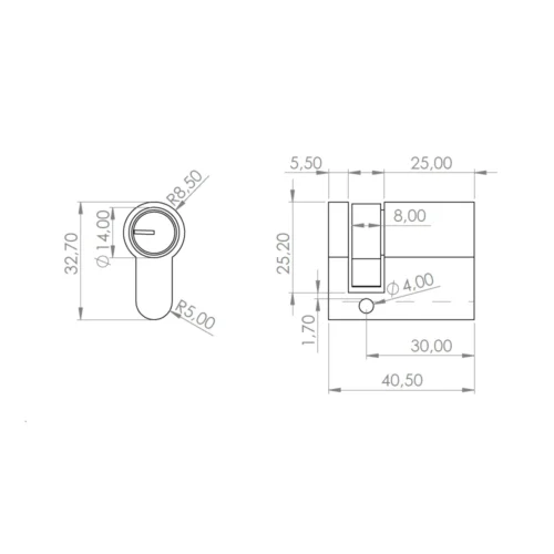 Cylinder dimension drawing