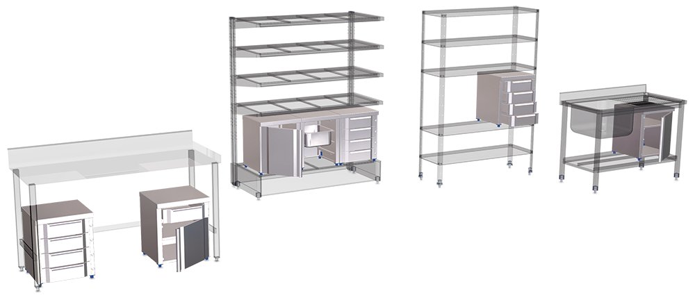 Box modular inox con cuatro cajones Fricosmos