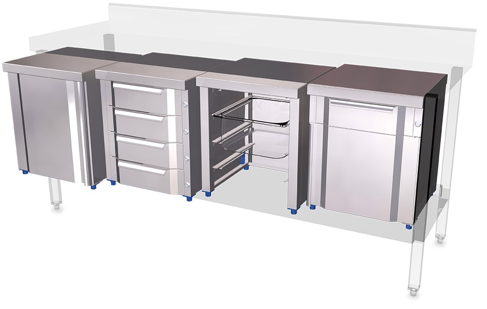 Box modular inox con guías Gastronorm Fricosmos 439x423 mm