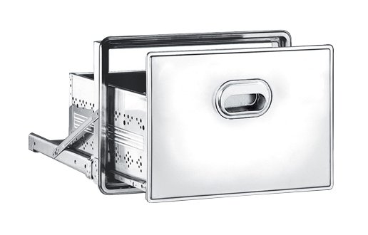 Cajón inox acoplado a estantería inox de ancho 500 mm Fricosmos