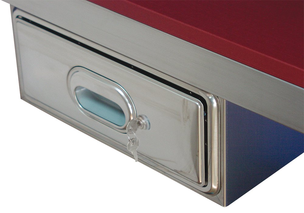 Cajón inox con cerradura acoplado a mueble Fricosmos