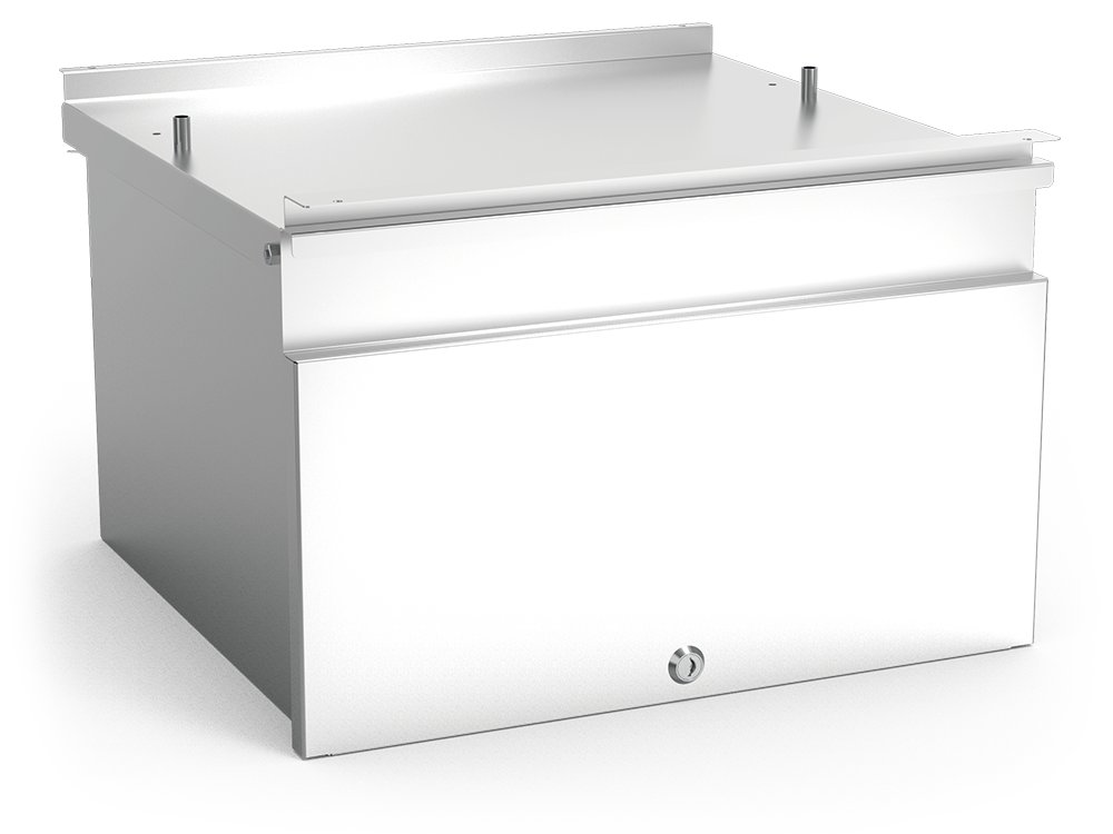 Cajón inox grande acoplado a mueble Fricosmos
