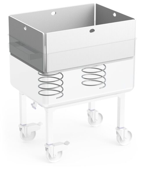 Carro contenedor inox con fondo elevable y desagüe Fricosmos