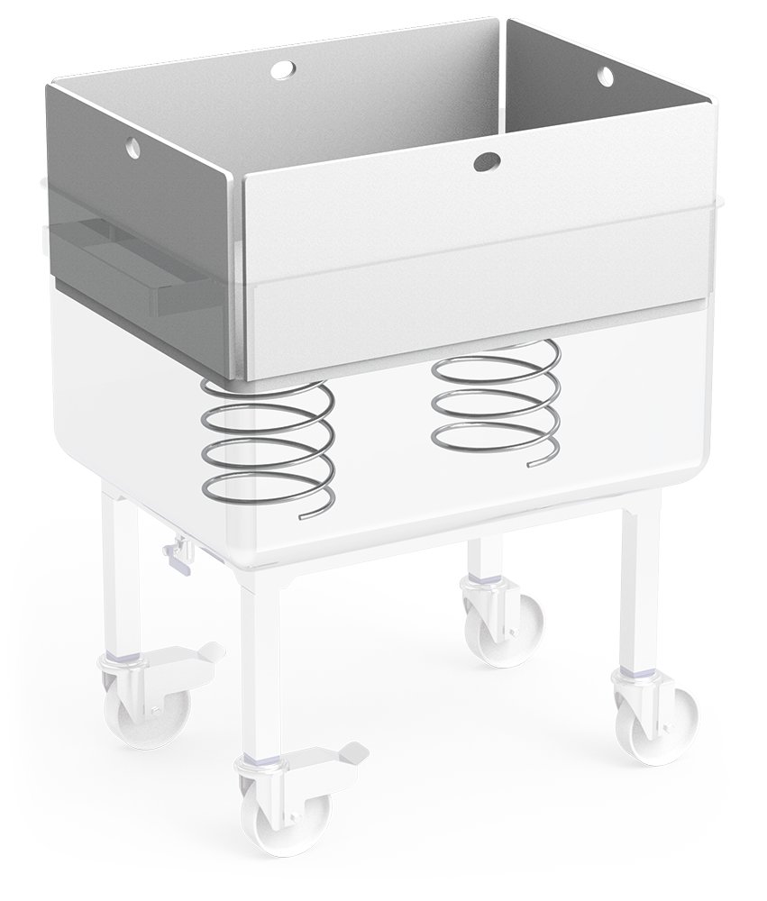 Carro contenedor inox con fondo elevable y desagüe Fricosmos