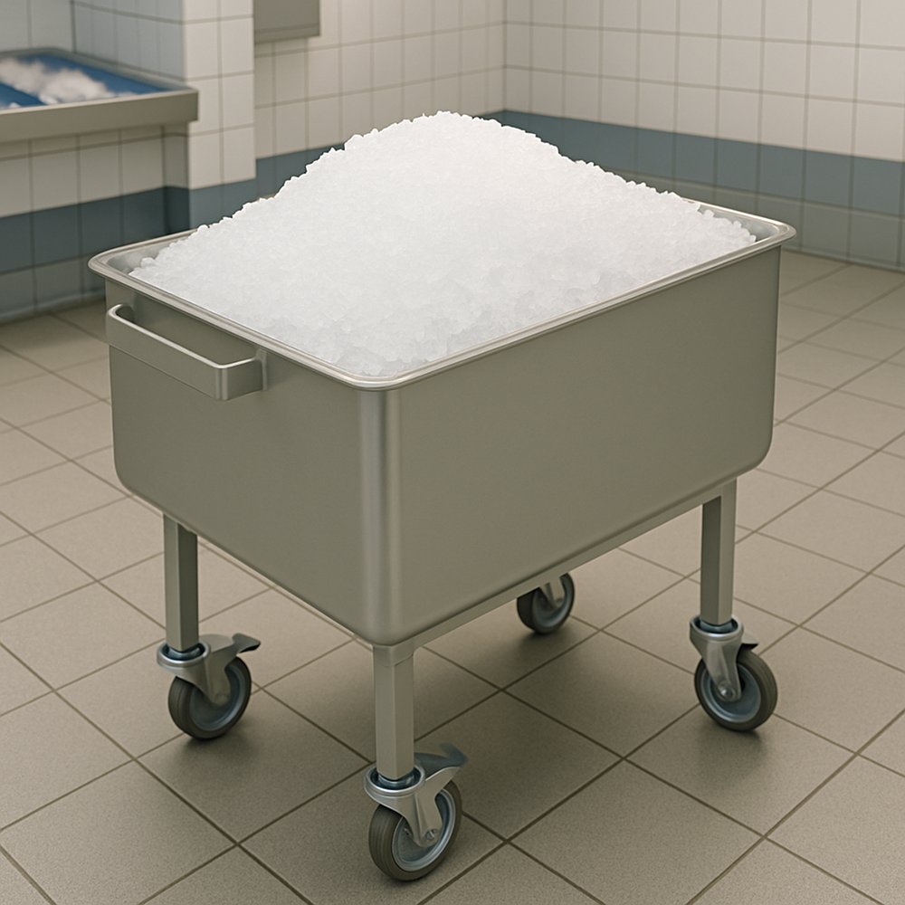 Carro contenedor inox con fondo elevable y desagüe Fricosmos