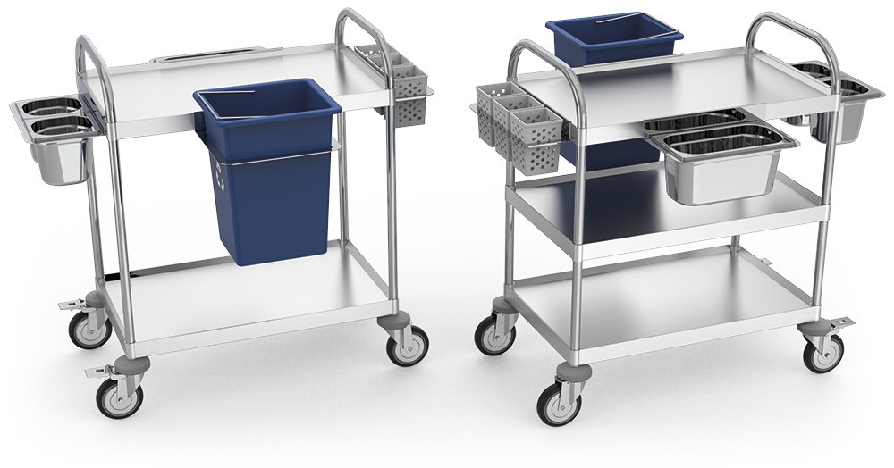Carro de servicio inox con 2 entrepaños Fricosmos 1035x535x975 mm