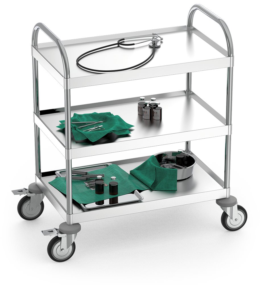 Carro de servicio inox con 2 entrepaños Fricosmos 1035x535x975 mm
