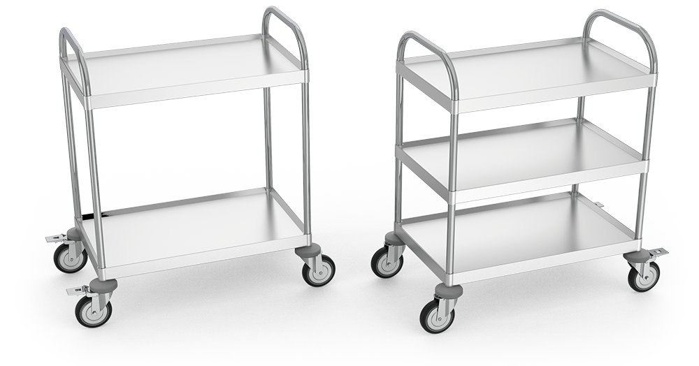Carro de servicio inox con 2 entrepaños Fricosmos 835x535x975 mm