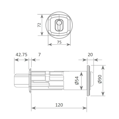 Cerradura 25-120 para puerta corredera – imagen 2