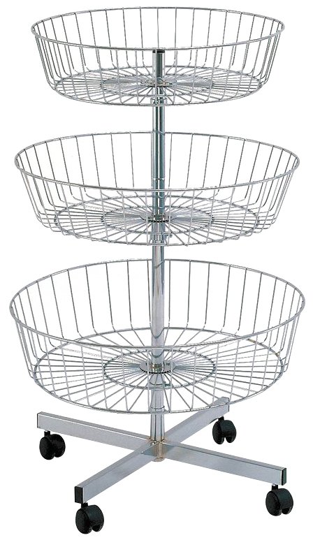 Cesta expositora de rejilla circular 3 niveles Fricosmos ø700x1280 mm