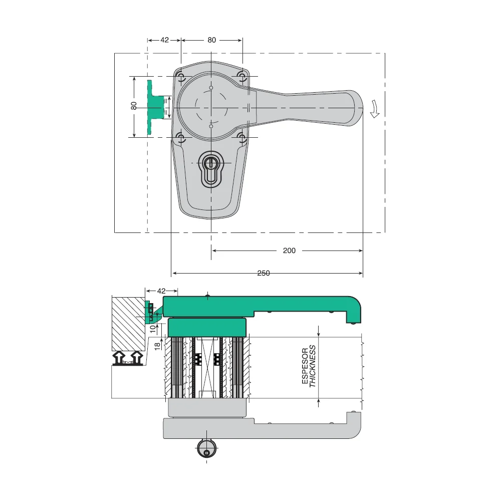 Cierre 4225-D con llave 101-120 mm derecha – imagen 2