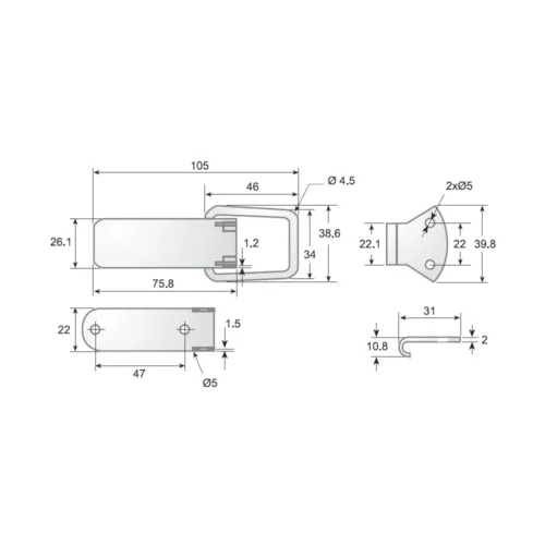 C-10540 stainless steel hook latch · view 2