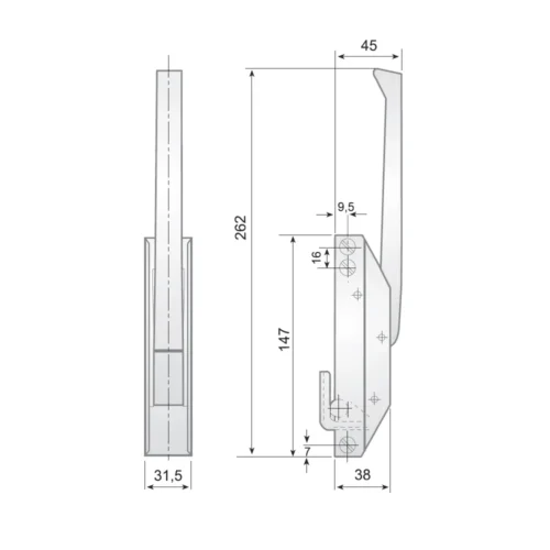 G-690 chrome zamak handle latch with C striker · view 2