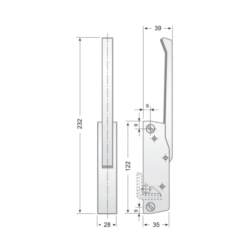 G-785 stainless handle latch with C striker · view 2
