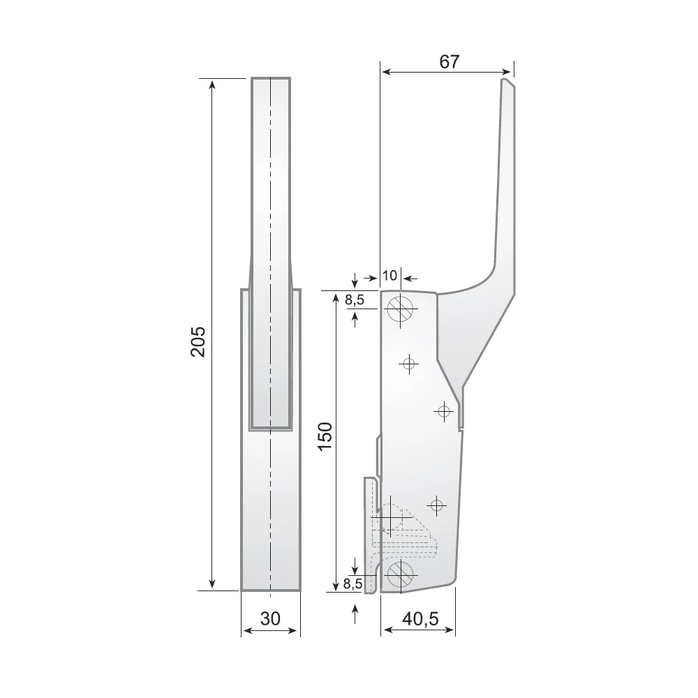 G-791 curved chrome handle latch · view 2