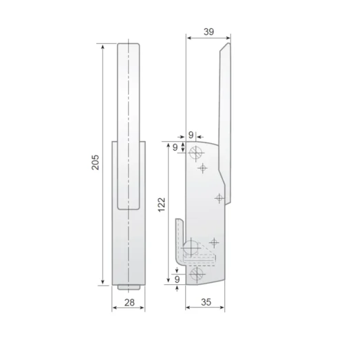G-880 chrome zamak handle latch with C striker · view 2