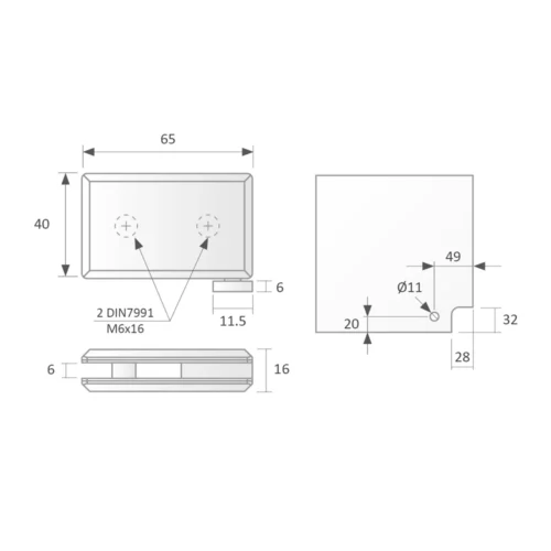 BP-02 chrome zamak rotating hinge set · view 2