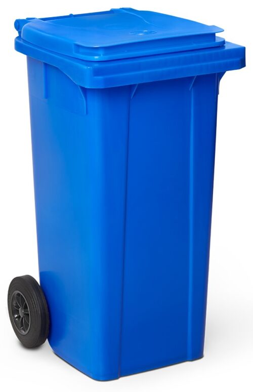 Contenedor de desperdicios con tapa y ruedas azul 120 lts Fricosmos