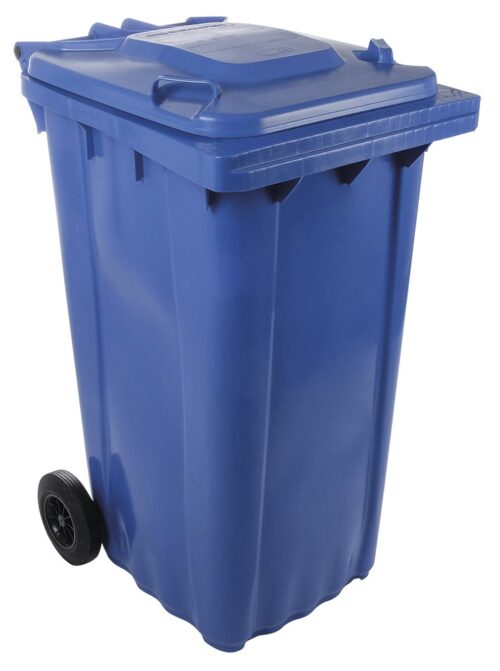 Contenedor de desperdicios con tapa y ruedas azul 240 lts Fricosmos