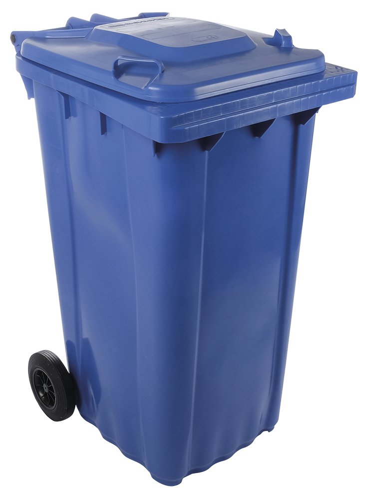 Contenedor de desperdicios con tapa y ruedas azul 240 lts Fricosmos