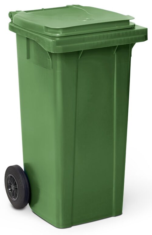 Contenedor de desperdicios con tapa y ruedas verde 120 lts Fricosmos