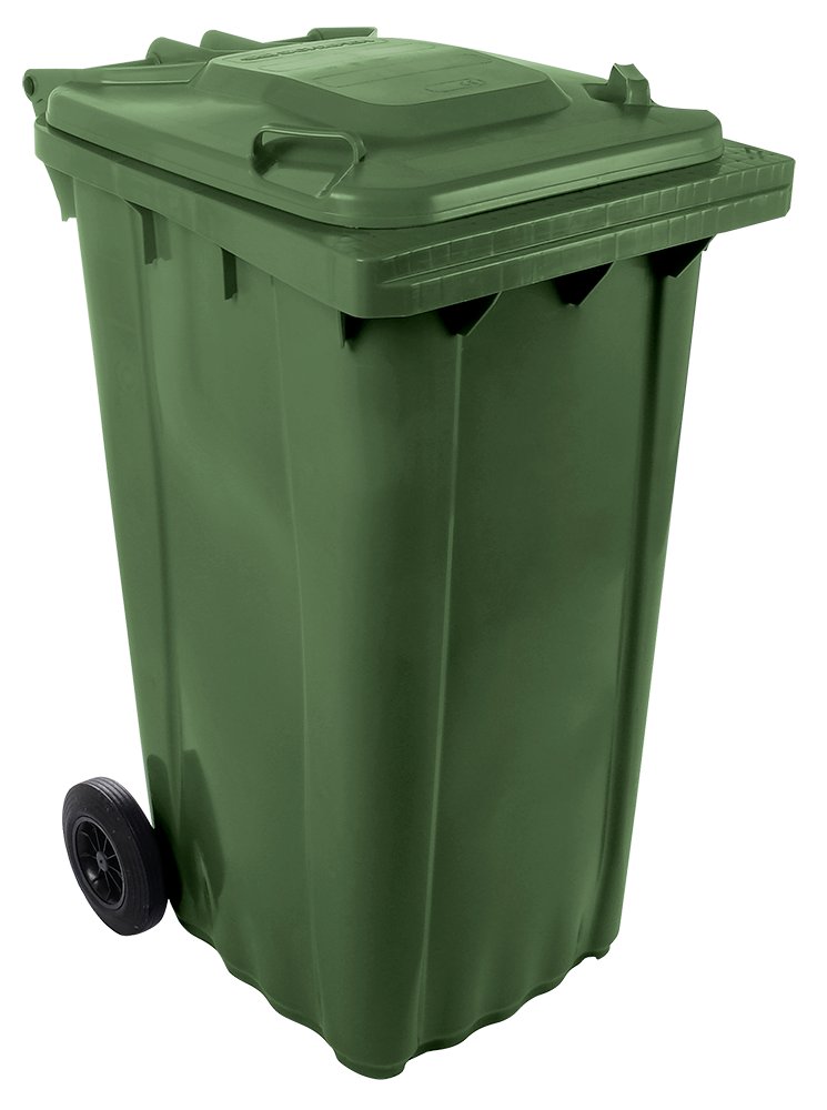 Contenedor de desperdicios con tapa y ruedas verde 240 lts Fricosmos