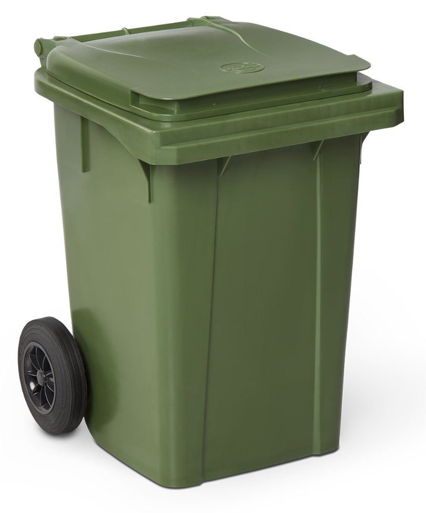 Contenedor de desperdicios con tapa y ruedas verde 60 lts Fricosmos