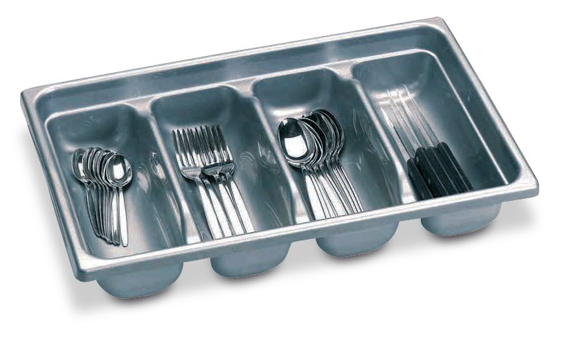 Cubertero de plástico gris GN 1/1 Fricosmos 530x325x95 mm