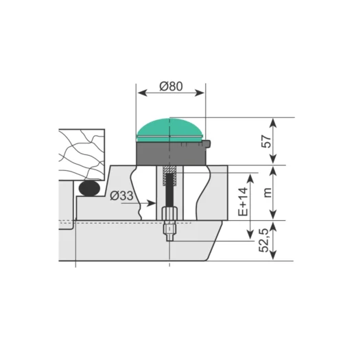Dimension drawing · Inside release for 920, 921, 620, 621, 1020, 1021 and 3170 latches
