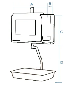 Dimension drawing of the Dibal CS-3150 hanging scale