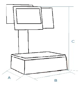 Dimension drawing of the Dibal CS-3155 dual-body scale