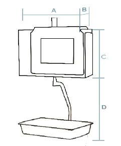 Dimension drawing of the Dibal CS-3155 hanging scale