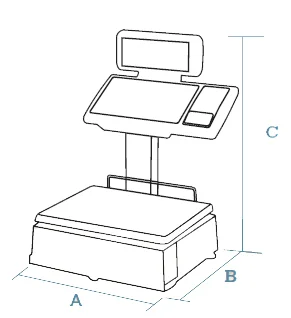 Dimension drawing of the Dibal D-540 dual-body scale