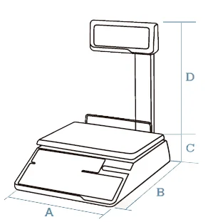 Dimension drawing of the Dibal D-540 pole scale